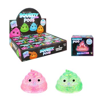 CACA SQUEEZE - CON GEL DE AZ&Uacute;CAR Y PURPURINA - COLORES MIXTOS - EN EXPOSITOR (12 uds.)