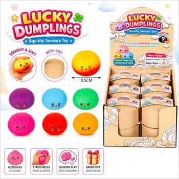 RAGE - LUCKY DUMPLINGS - Squishy Bun Dumplings GRANDE Dim. 8.5 x 8.5 x 4.8 cm - EN DISPLAY (12 uds.)