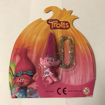 Figura de Trolls con cadena en cart&oacute;n expositor (12 uds.)