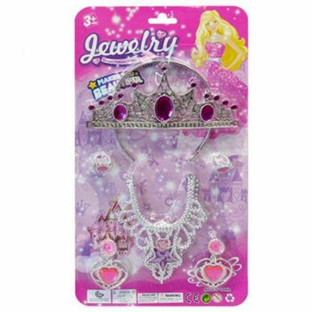 SET DE BELLEZA DE PRINCESA CON TIARA, PENDIENTES, COLLAR Y ANILLOS