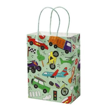BOLSA DE REGALO DE PAPEL - VEH&Iacute;CULOS - Dim. 16x9x22 CM (12 uds.)