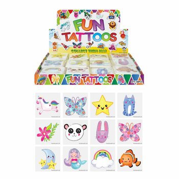 Tatuajes Temporales para Ni&ntilde;as | Expositor de 48 Packs (12 Tatuajes por Pack)
