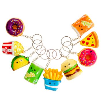 Llaveros Squishy Fast Food en Expositor (24 uds.)