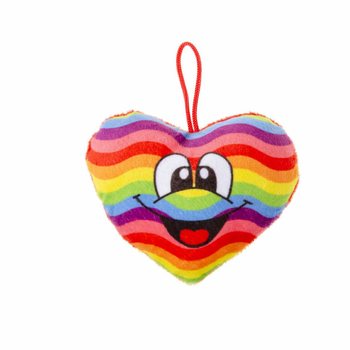 CORAZÓN DE PELUCHE ARCOÍRIS CON SMILEY (24 uds.)