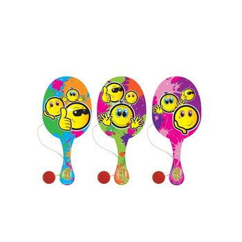 JUEGO DE PALETA Y PELOTA SMILEY (24 uds.)