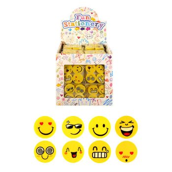 Modelo gomas: Set de 4 gomas de borrar Smiley en expositor (120 uds.)