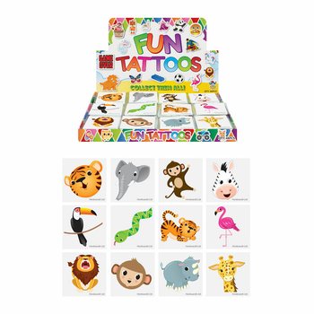 TATUAJES FUN - ANIMALES DE LA SELVA - EXPOSITOR (48x12 piezas)