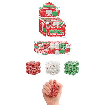 SQUEEZY GLITTER BAUBLE CUBES - CON PURPURINA - SET DE 3 CUBOS - CON RELLENO SUGAR - EN EXPOSITOR (6 SETS)