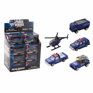 DIE CAST - MIX VEHÍCULOS DE POLICÍA, ESCALA 1:64 EN EXPOSITOR (24 uds.)