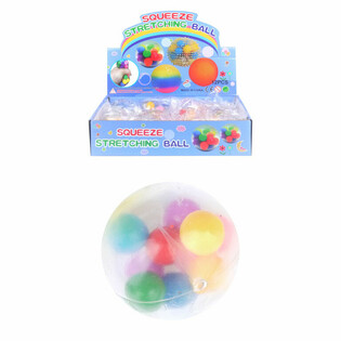 Pelota Antiestrés Squeeze Ø 6cm con Pompones (Expositor de 12)