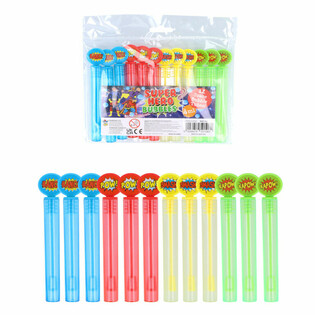 Varitas de Pompas de Jabón Superhéroes de Colores (12 Unidades)