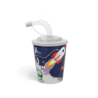 VASO / TARRINA CON PAJITA &ndash; ESPACIO (12 uds.)